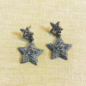 Silver and rhinestone star earrings